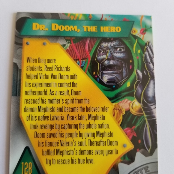 Vintage Marvel Metal trading card from 1995 Dr Doom Alternate M card #128 - Picture 12 of 12